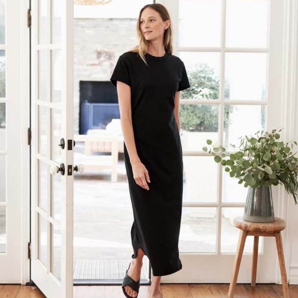 Frank & Eileen Black Short-Sleeve Maxi Dress